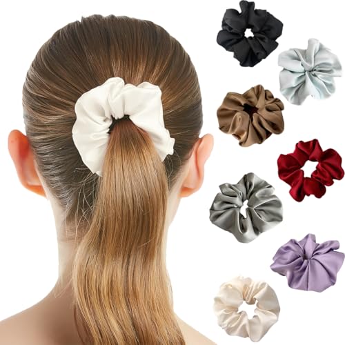 ZKGYUS 7 Stück Haargummis Damen Seide Scrunchies für - Zopfgummi mit Spiralförmigem Band für Damen Frauen Mädchen, Weich Seidig Elastisch Haargummis Mädchen scrunchie mit reißverschluss von ZKGYUS