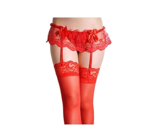 ZKGYUS Damen Strapsgürtel Spitze mit 4 Halter Strumpfhalter Strapsen Slips Dessous Set, Damen Sexy Strumpfgürtel Spitze Strumpfhalter von ZKGYUS