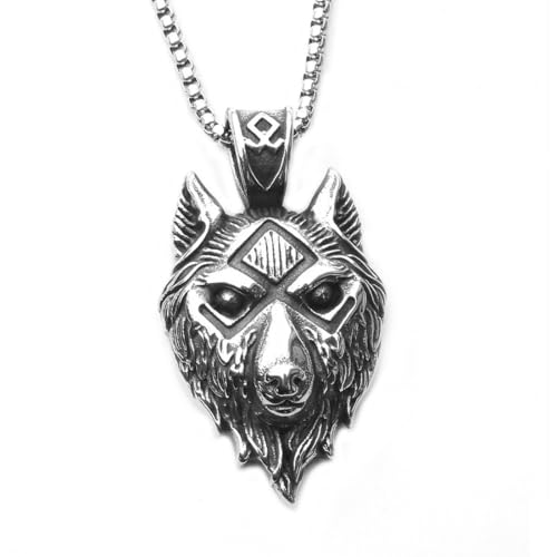 ZKGYUS Wikinger Kette für Herren Männer Wolfszahn Anhänger Wolfe Kette aus Edelstahl Viking Anhänger als Bedeutsame Geschenke von ZKGYUS