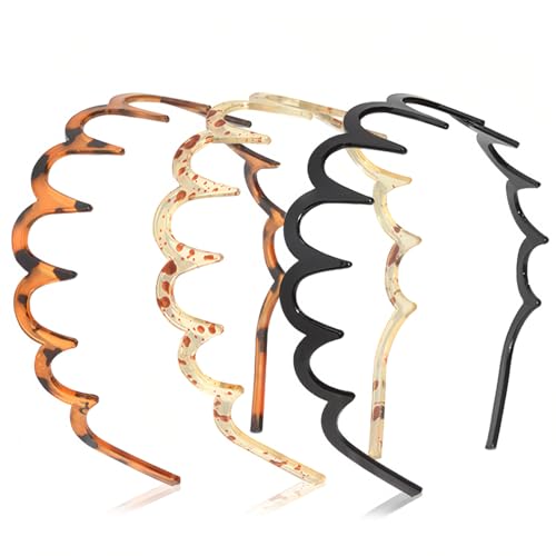 ZKGYUS Zickzack Haarreif 3 Stück Haifischzahn Haarkamm Haarband Gewellte Kunststoff Stirnband Make Up Haarreif für Sport Fitness Tägliches für Damen Und Mädchen von ZKGYUS