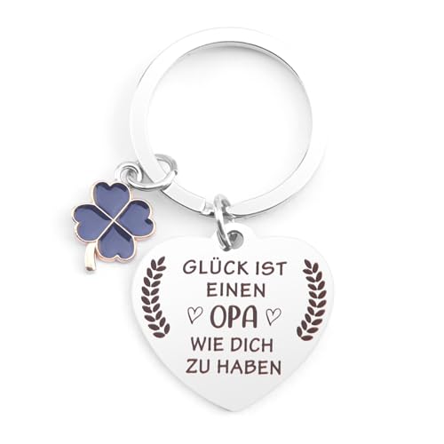 ZKIUOA Opa Geschenk Opa Schlüsselanhänger Mit Gravur,Geschenke für Opa Zum Geburtstag Geschenk für Opa,Geschenk Vatertag Opa-GLÜCK IST EINEN OPA WIE DICH ZU HABEN,Vatertagsgeschenk von ZKIUOA