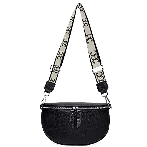 ZKLsghtu Stylisch Bauchtasche Damen Leder Crossbody Bag Damen Bauchtasche Damen Leder gürteltasche Damen,Schwarz V1 von ZKLsghtu