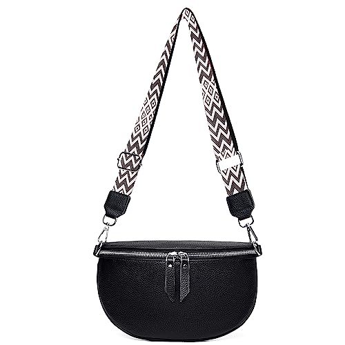 ZKLsghtu Stylisch Bauchtasche Damen Leder Crossbody Bag Damen Bauchtasche Damen Leder gürteltasche Damen,Schwarz V9 von ZKLsghtu