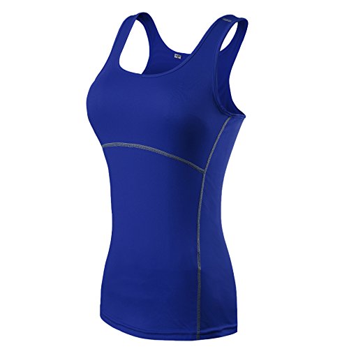 ZKOO Damen Tanktop - Quick Dry, Damen Sport Tank Top mit Kräftigen Farben und Racerback, Dehnbar und Atmungsaktiv Blau M von ZKOO