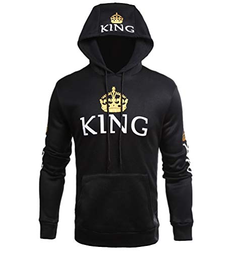 ZKOO Pärchen Pullover mit Kapuze King & Queen Krone Drucken Hoodies Pärchenpullover für Mann & Frau Paar Sweatshirt von ZKOO