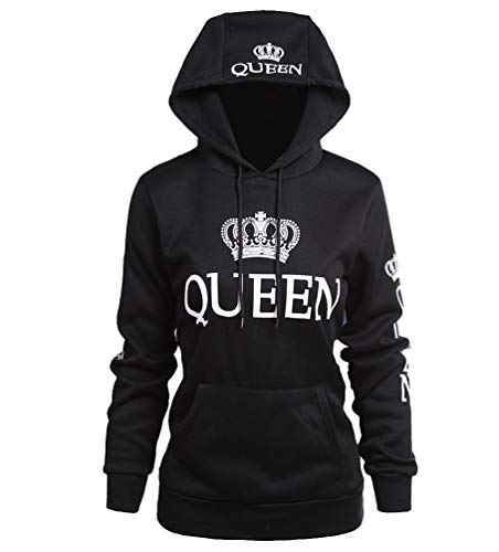 ZKOO Pärchen Pullover mit Kapuze King & Queen Krone Drucken Hoodies Pärchenpullover für Mann & Frau Paar Sweatshirt von ZKOO