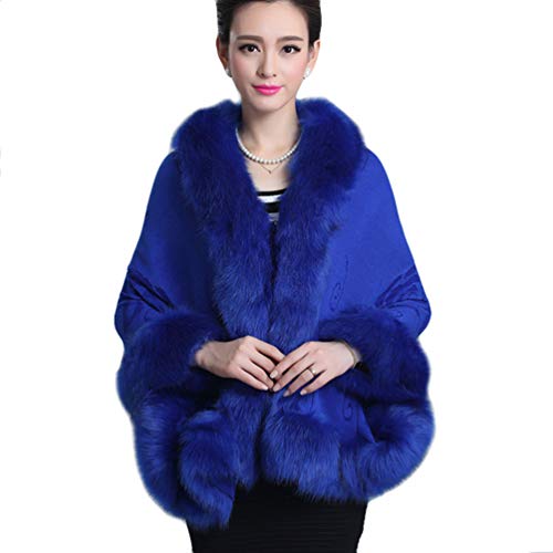 ZKOOO Damen Winter Kunstfell Vintage Wrap Cape Warm Kunstpelz Poncho Stolen Winter Plezkragen Schals Shrug Verdicken Luxus Umhang Faux Pelz von ZKOOO