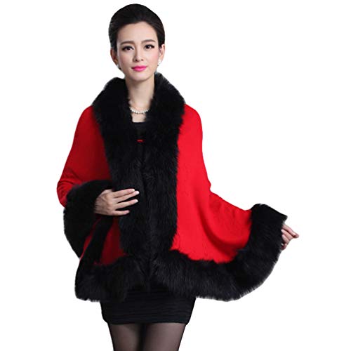 ZKOOO Damen Winter Kunstfell Vintage Wrap Cape Warm Kunstpelz Poncho Stolen Winter Plezkragen Schals Shrug Verdicken Luxus Umhang Faux Pelz von ZKOOO