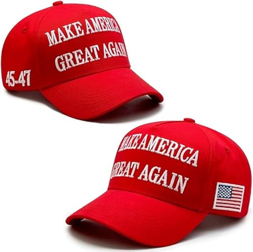 ZKSHDIW MAGA Hat Trump Hat 2024 Black MAGA Hat Make America Great Again Mesh 45-47 Embroidered Adjustable Baseball Cap, Rot/Ausflug, einfarbig (Getaway Solids), 7-7 5/8 von ZKSHDIW