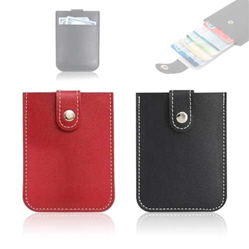 ZKSXOA 2 pcs Leder Kartenetui, Kreditkartenetui, Leder Geldbörse, Magic Wallet Geschenk Leder Wallet, Unisex (schwarz, weinrot) von ZKSXOA