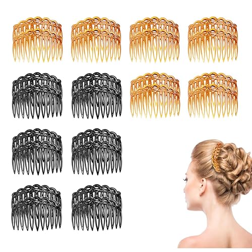 ZKSXOA 24 Stücke Kunststoff Seite Haar Twist Kamm Französisch Twist Kamm Haar Clips mit Zähnen für Feines Haarzubehör Frauen Mädchen,Schwarz,Kaffee von ZKSXOA