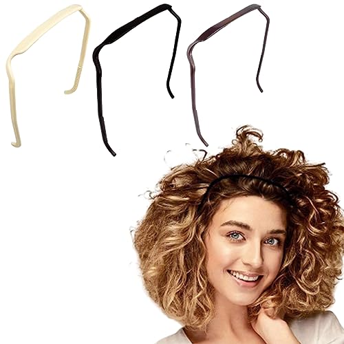 ZKSXOA 3pcs Curly Thick Hair Large Headband, Eckiger Haarreif Hinged Headband, Stirnband Wie eine Sonnenbrille, Hair Hoop Headband Accessories für Männer Damen von ZKSXOA