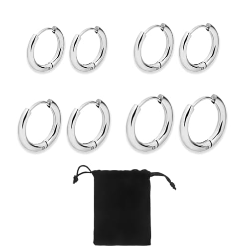 ZKSXOA Kleine Creolen Ohrringe für Damen Herren Chirurgenstahl Knorpel Huggie Ohrringe Snug Lobe Nase Lippen Daith Helix Piercing Schmuck Winzige Hoop Hinged Schläferohrringe 6/8/10/12MM von ZKSXOA