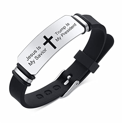 ZKXXJ Jesus is My Savior Trump is My President for Men Women,Stainless Steel Adjusted Silicone Christian Wristband Religious God Blessed Jewelry for Taufe Inspirational ZKXXJ Jesus is My Savior Trump is My President for Men Women,Stainless Steel Adjusted Silicone Christian Wristband Religious God Blessed Jewelry for Taufe Inspirational von ZKXXJ