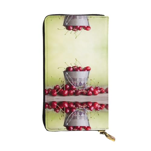 Bucket With Full Of Cherries Print Exceptional Leather Long Wallet - Premium Quality Clutch With Full Print Design - A Splendid Statement Of Class And Durability von ZKZBDPLK