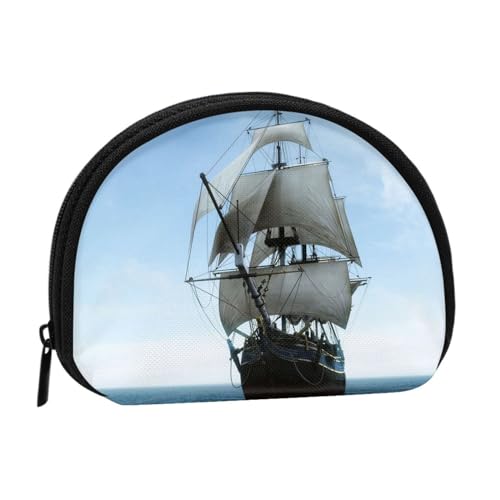 Old Sailing Ship Print Portable Mini Coin Storage Bag - Full-Printed Polyester Wallet for Personal Small Items, Schwarz , Einheitsgröße von ZKZBDPLK