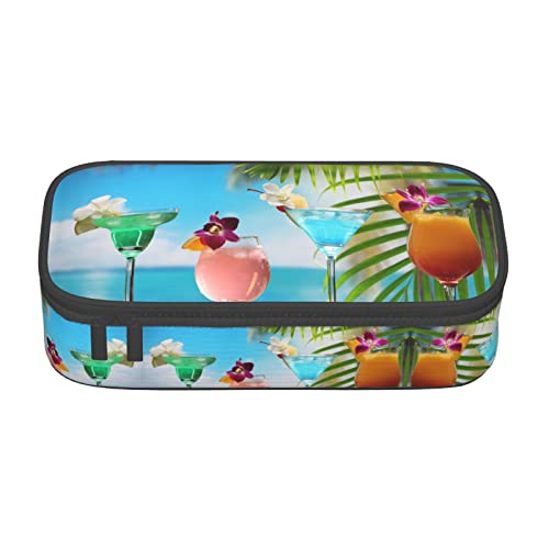 ZKZBDPLK Blessed to Be Called Federmäppchen mit Sonnenblumen-Druck, hohe Kapazität, vielseitige Organizer-Tasche mit vollem Druck, aus strapazierfähigem Oxford-Gewebe, Tropical Beach Drink, von ZKZBDPLK