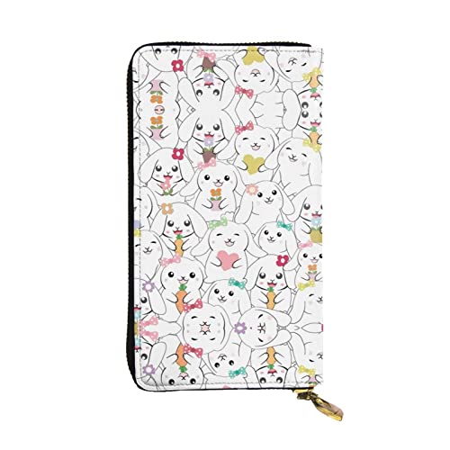 ZKZBDPLK Cartoon Cute Animals Rabbit Print Exceptional Leather Long Wallet - Premium Quality Clutch with Full Print Design - A Splendid Statement of Class and Durability, Niedliches Cartoon-Tier-Has, von ZKZBDPLK