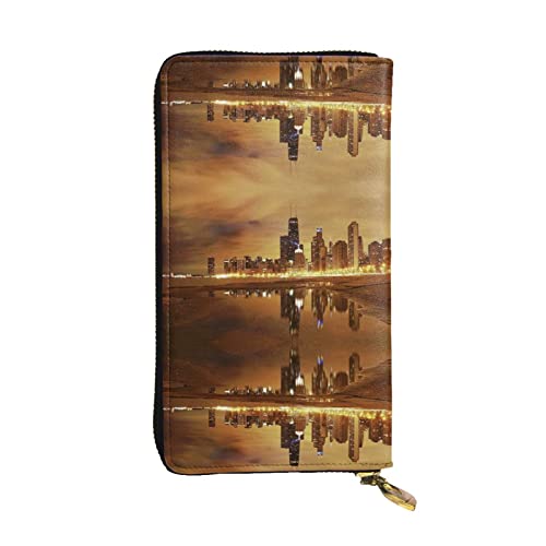 ZKZBDPLK Chicago City Print Außergewöhnliches Leder Lange Geldbörse – Premium-Qualität Clutch mit Volldruck-Design – Ein herrliches Statement von Klasse und Haltbarkeit, Chicago City, Einheitsgröße von ZKZBDPLK