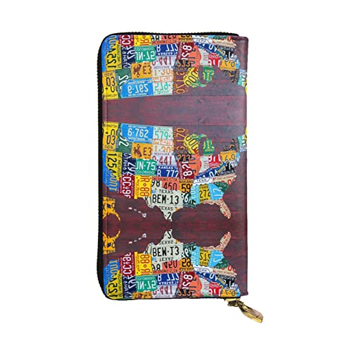 ZKZBDPLK Chicago City Print Außergewöhnliches Leder Lange Geldbörse – Premium-Qualität Clutch mit Volldruck-Design – Ein herrliches Statement von Klasse und Haltbarkeit, Nummernschildkarte, von ZKZBDPLK