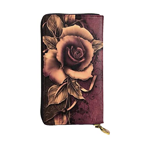 ZKZBDPLK Dunkelblaue Geldbörse mit Marmor-Druck, außergewöhnliches Leder, lange Geldbörse – hochwertige Clutch mit Volldruck-Design – ein herrliches Statement von Klasse und Haltbarkeit, Gothic Rose, von ZKZBDPLK