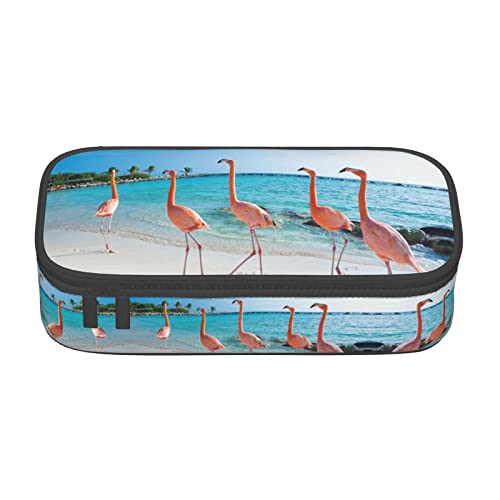 ZKZBDPLK Federmäppchen mit Arches-Nationalpark-Druck, hohe Kapazität, mehrlagiges Federmäppchen, vielseitige Organizer-Tasche mit vollem Druck, aus strapazierfähigem Oxford-Gewebe, Rosa Flamingo am von ZKZBDPLK