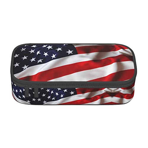 ZKZBDPLK Federmäppchen mit Lachsdruck, hohe Kapazität, vielseitige Organizer-Tasche mit vollem Druck, aus strapazierfähigem Oxford-Gewebe, US-Flagge, Einheitsgröße, Schulranzen-Set von ZKZBDPLK