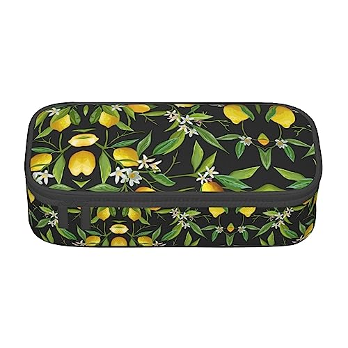 ZKZBDPLK Federmäppchen mit Nachthimmel-Aufdruck, hohe Kapazität, vielseitige Organizer-Tasche mit vollem Druck, aus strapazierfähigem Oxford-Gewebe, Zitrone und Blume, Einheitsgröße, Schulranzen-Set von ZKZBDPLK