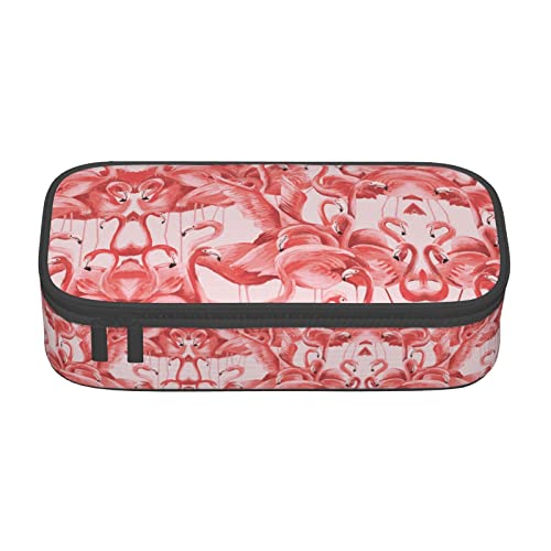 ZKZBDPLK Federmäppchen mit abstraktem polygonalem Weltraumdruck, hohe Kapazität, vielseitige Organizer-Tasche mit vollem Druck, aus strapazierfähigem Oxford-Gewebe, Flamingo, Einheitsgröße, von ZKZBDPLK