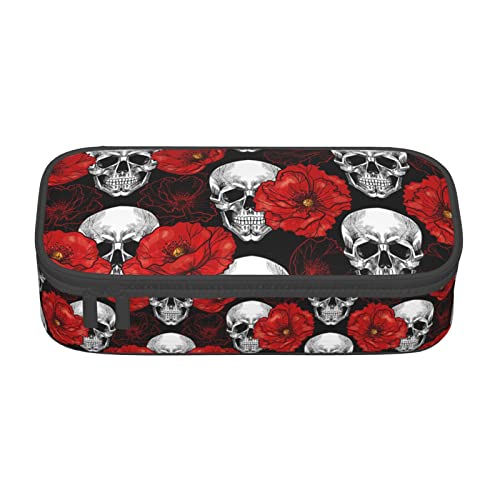 ZKZBDPLK Federmäppchen mit mexikanischem Totenkopf-Aufdruck, hohe Kapazität, vielseitige Organizer-Tasche mit Volldruck, aus strapazierfähigem Oxford-Stoff, Halloween Totenkopf, Einheitsgröße, von ZKZBDPLK