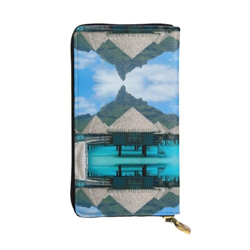 ZKZBDPLK Fresh Fruits and Vegetables Print Außergewöhnliches Leder Lange Geldbörse – Premium-Qualität Clutch mit Volldruck-Design – Ein herrliches Statement von Klasse und Haltbarkeit, Tahiti Beach, von ZKZBDPLK