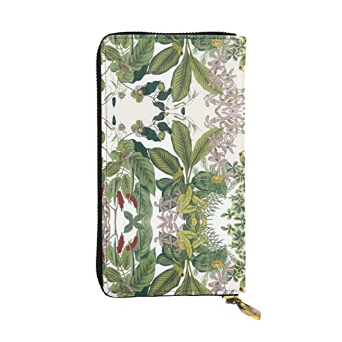 ZKZBDPLK Lange Geldbörse aus Leder mit Blumen- und Schmetterlings-Aufdruck, hochwertige Clutch mit Volldruck-Design, ein herrliches Statement von Klasse und Haltbarkeit, Grau, Papagei mit tropischen von ZKZBDPLK