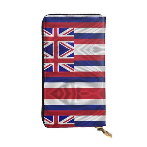 ZKZBDPLK Lange Geldbörse mit Flagge von Hawaii, amerikanischer Druck, außergewöhnliche Ledergeldbörse, hochwertige Clutch mit Volldruck-Design, ein herrliches Statement von Klasse und Haltbarkeit, von ZKZBDPLK