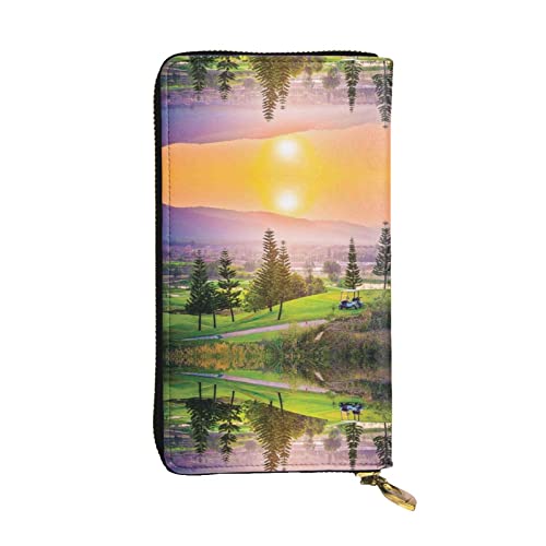 ZKZBDPLK Los Angeles Palmen Print Außergewöhnliches Leder Lange Geldbörse – Premium-Qualität Clutch mit Volldruck-Design – ein herrliches Statement von Klasse und Haltbarkeit, Golf Resort Park, von ZKZBDPLK