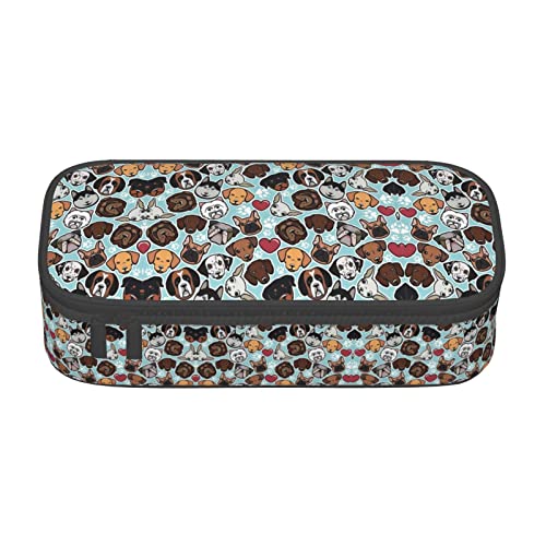 ZKZBDPLK Medaillon Multi Print High Capacity Layered Pencil Case - Versatile Organizer Pouch with Full Print - Made from Durable Oxford Cloth, Niedlicher Hund, Einheitsgröße, Schulranzen-Set von ZKZBDPLK