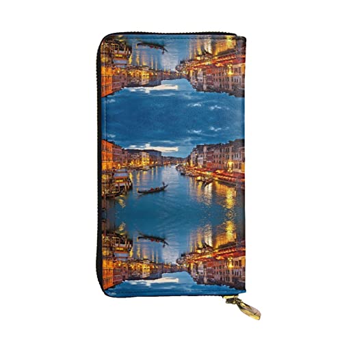 ZKZBDPLK Ocean Sailing Print Außergewöhnliches Leder Lange Geldbörse - Premium Qualität Clutch mit Volldruck Design - Ein herrliches Statement von Klasse und Haltbarkeit, Venedig Nacht, Einheitsgröße von ZKZBDPLK