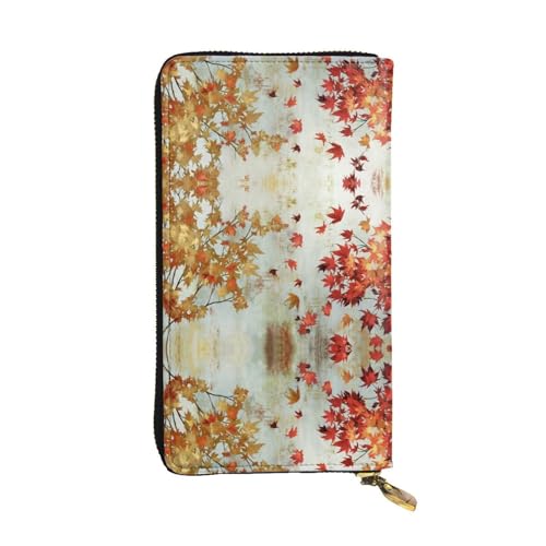 ZKZBDPLK Rose Close Up Print Außergewöhnliches Leder Lange Geldbörse – Premium-Qualität Clutch mit Volldruck-Design – ein herrliches Statement von Klasse und Haltbarkeit, Herbst-goldene Blätter, von ZKZBDPLK