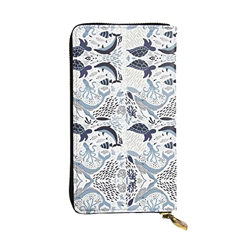 ZKZBDPLK Rose Close Up Print Außergewöhnliches Leder Lange Geldbörse – Premium-Qualität Clutch mit Volldruck-Design – ein herrliches Statement von Klasse und Haltbarkeit, Schildkröte Oktopus Muster von ZKZBDPLK