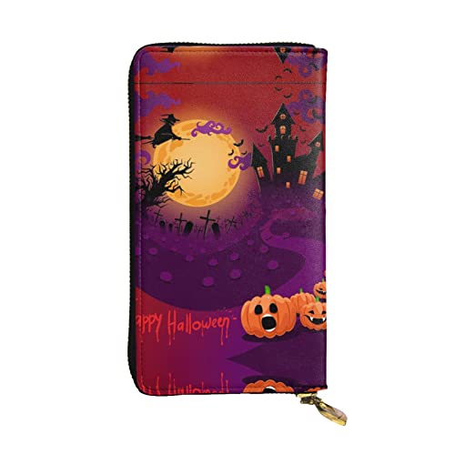 ZKZBDPLK Sea Cyan Print Außergewöhnliches Leder Lange Geldbörse – Premium-Qualität Clutch mit Volldruck-Design – ein herrliches Statement von Klasse und Haltbarkeit, glücklich halloween, Einheitsgröße von ZKZBDPLK