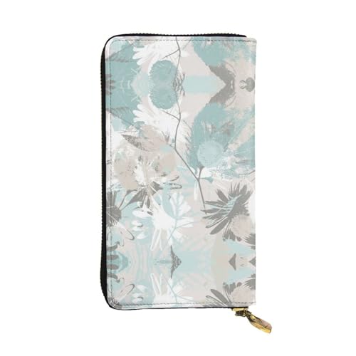 ZKZBDPLK Sea Turtle with Fishes Print Exceptional Leather Long Wallet - Premium Quality Clutch with Full Print Design - A Splendid Statement of Class and Durability, Mintgraue Blätter, Einheitsgröße von ZKZBDPLK