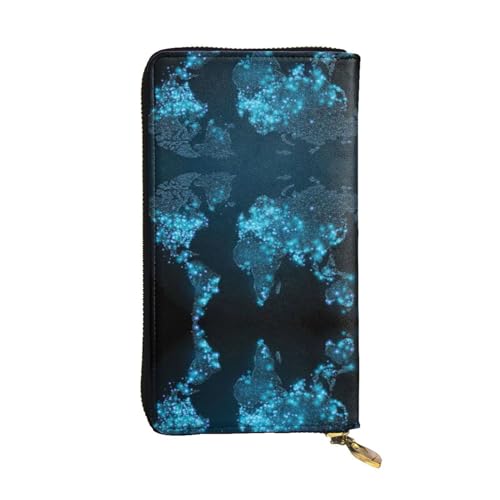 ZKZBDPLK Sea Turtle with Fishes Print Exceptional Leather Long Wallet - Premium Quality Clutch with Full Print Design - A Splendid Statement of Class and Durability, Weltkarte, Einheitsgröße von ZKZBDPLK