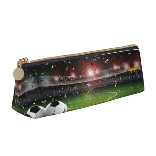 ZKZBDPLK Stadion Football Arena Sports Print Stylisches Leder Dreieck Stifteetui - Allover-Print, Kreuz gemustertes Leder, kompaktes und vielseitiges Stiftetui, Stadion Fußball Arena Sports, von ZKZBDPLK