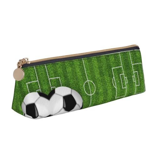 ZKZBDPLK Stylisches Stiftetui aus Leder mit Fußball-Sportdruck, dreieckig, Allover-Druck, Kreuzmuster, kompaktes und vielseitiges Stiftetui, Fußballsport, Einheitsgröße, Schulranzen-Set von ZKZBDPLK