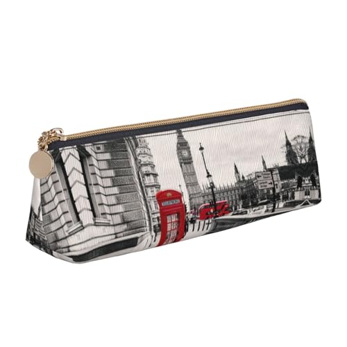 ZKZBDPLK Sunset Wine Glass Print Stylish Leather Triangle Pen Case - All-Over Print, Cross Patterned Leather, Compact and Versatile Pen Pouch, Rote Telefonzelle London Street, Einheitsgröße, von ZKZBDPLK