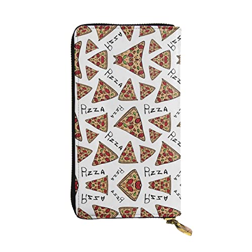 ZKZBDPLK Tropical Banana Leaf Print Außergewöhnliche Leder Lange Geldbörse - Premium Qualität Clutch mit Volldruck Design - Ein prächtiges Statement von Klasse und Haltbarkeit, Pizza-Muster, von ZKZBDPLK