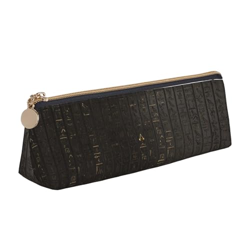 ZKZBDPLK Weed with Sunflower Print Stylish Leather Triangle Pen Case - All-Over Print, Cross Patterned Leather, Compact and Versatile Pen Pouch, Antike ägyptische Hieroglyphene, Einheitsgröße, von ZKZBDPLK