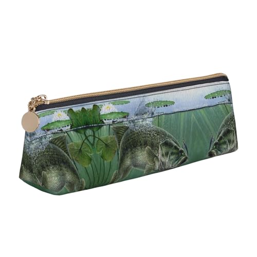 ZKZBDPLK Weed with Sunflower Print Stylish Leather Triangle Pen Case - All-Over Print, Cross Patterned Leather, Compact and Versatile Pen Pouch, Fische mit einem Köder, Einheitsgröße, Schulranzen-Set von ZKZBDPLK