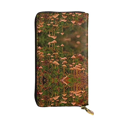 ZKZBDPLK Wooden Board Red Flower Print Exceptional Leather Long Wallet - Premium Quality Clutch with Full Print Design - A Splendid Statement of Class and Durability, Wilder Pilz, Einheitsgröße von ZKZBDPLK