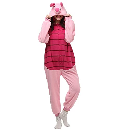 ZKomoL Pyjamas Onesies Cosplay Erwachsene Unisex Tiere Halloween Kostüm Kleid Loungewear, Red Pig, 42 von ZKomoL