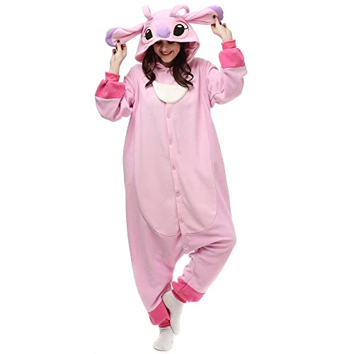 ZKomoL Pyjamas Onesies Cosplay Erwachsene Unisex Tiere Halloween Kostüm Kleid Loungewear, Tigermuster, Medium… (Rosa Stich, XL) von ZKomoL